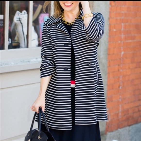 CAbi Jackets & Blazers - Cabi Maritime Stripe Knit Trench Coat